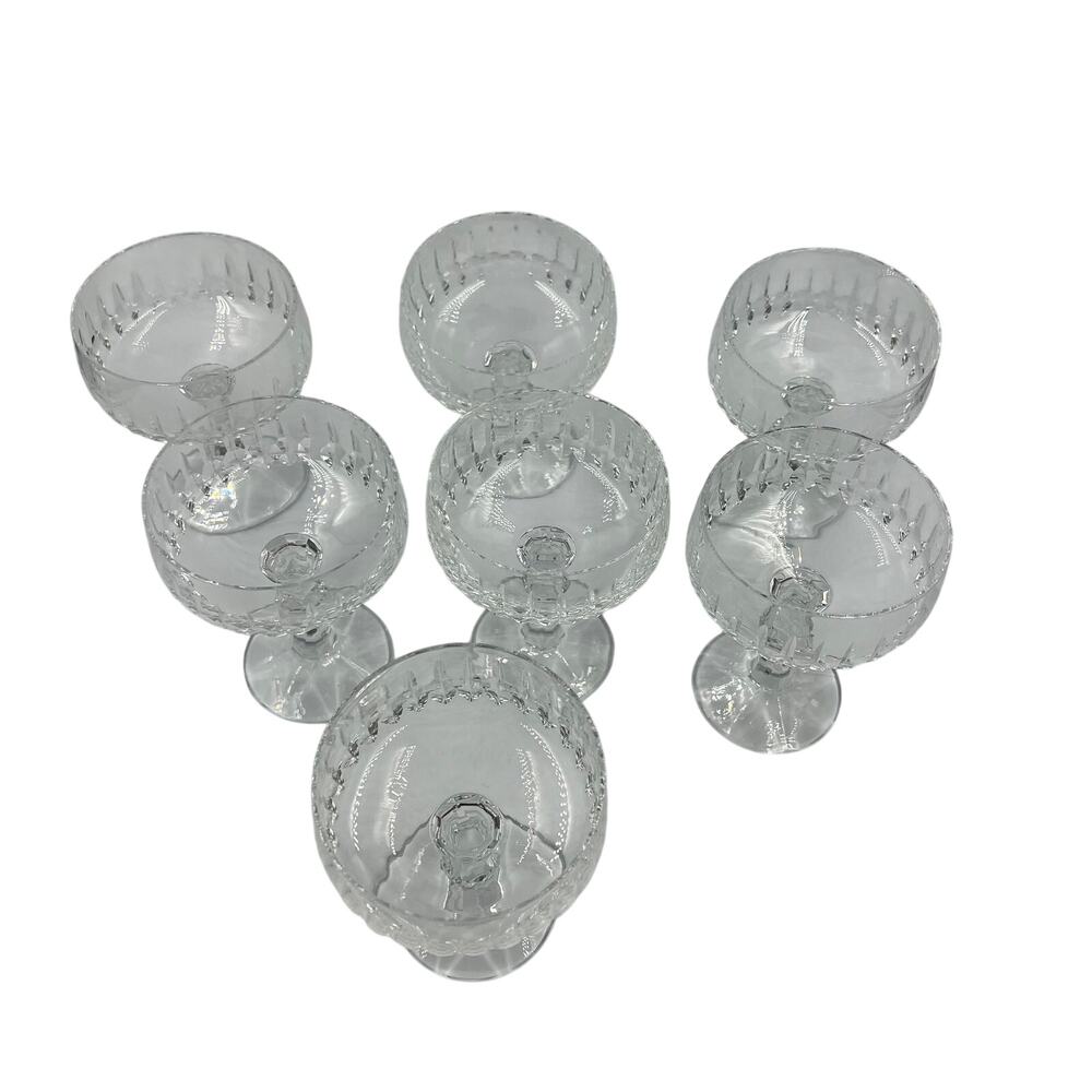 Vintage Schott Zwiesel Champagne Coupe Sherbet Cut Crystal Glasses Set Of 7 - Picture 3 of 10